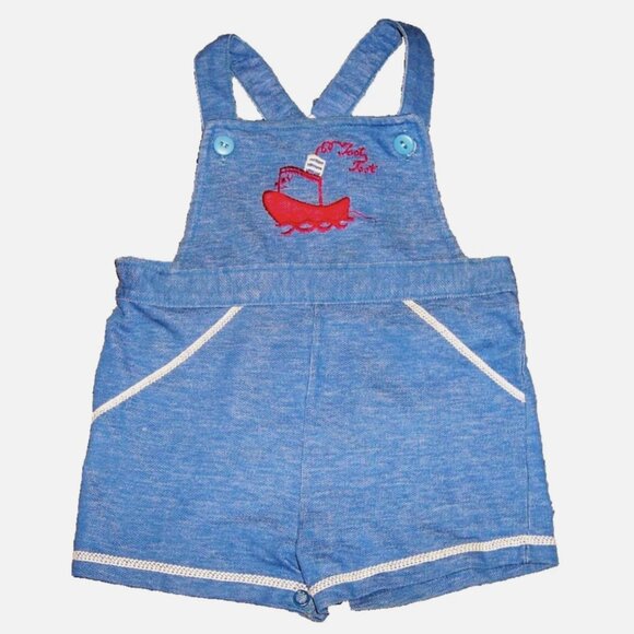 Vintage Carters 70s Tug Boat Toot Toot Overalls Shortalls Coveralls 24 months - Picture 1 of 3